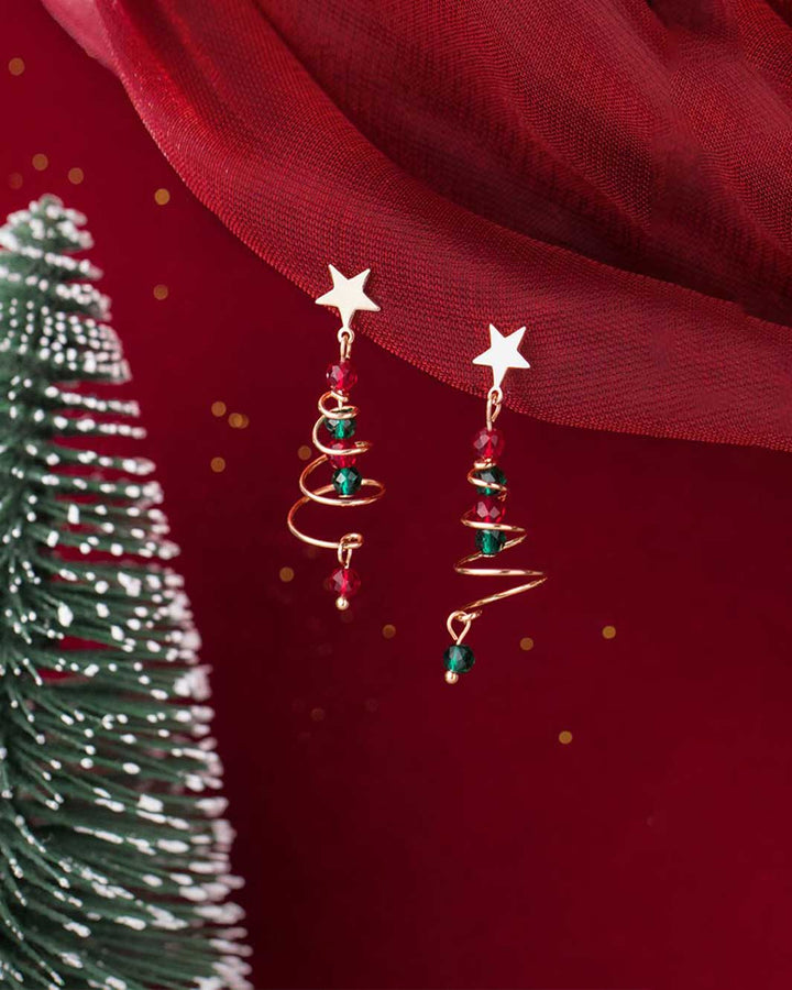 Festive Christmas Tree Drop Earrings