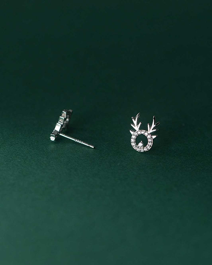 Diamante Xmas Tree and Reindeer Stud Earrings