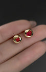 Reindeer and Ruby Heart Stud Earrings