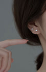 Round Diamond Barbell Earrings