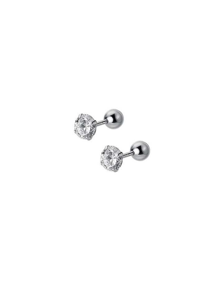 Round Diamond Barbell Earrings