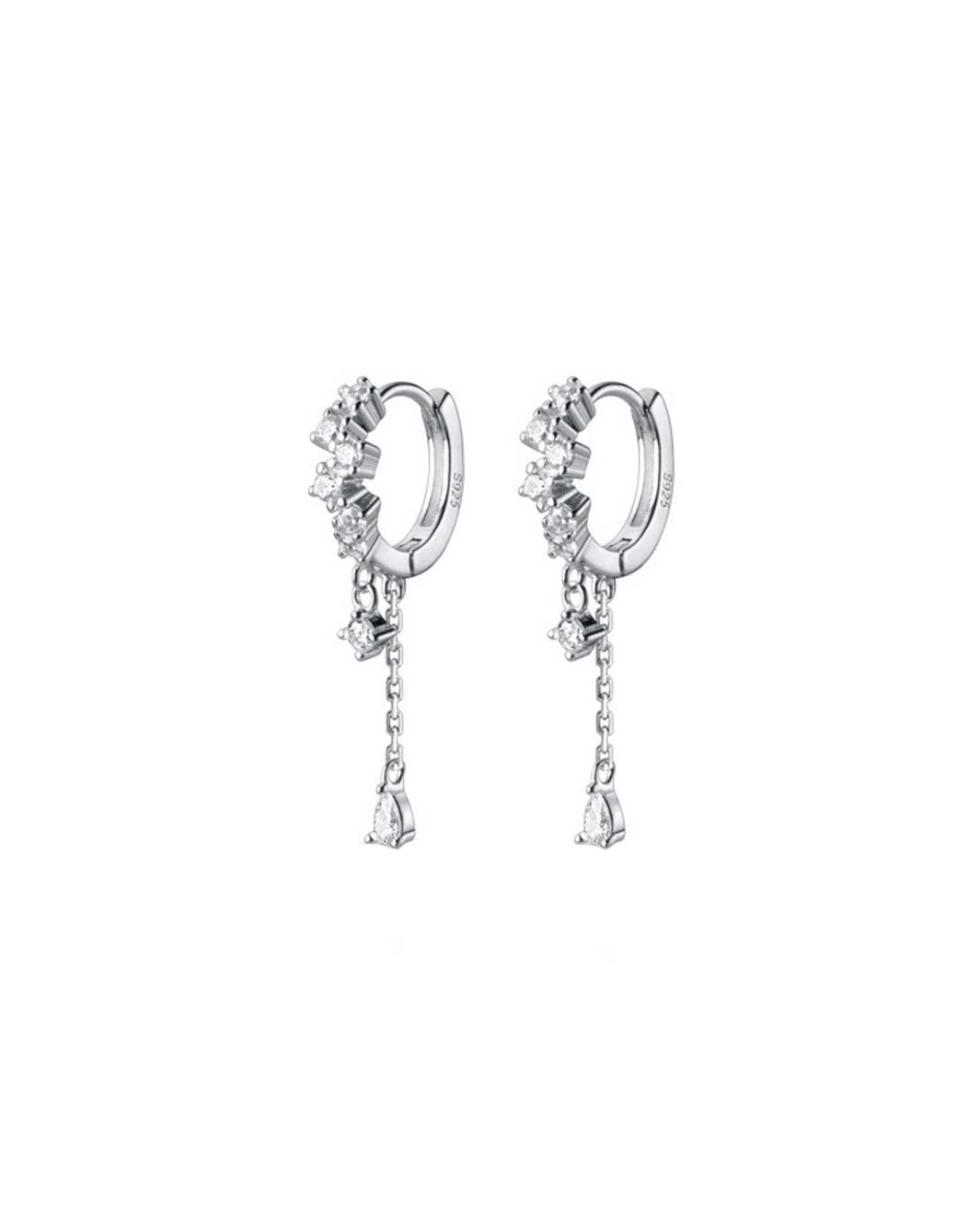 Diamond Huggie Tassel Earrings