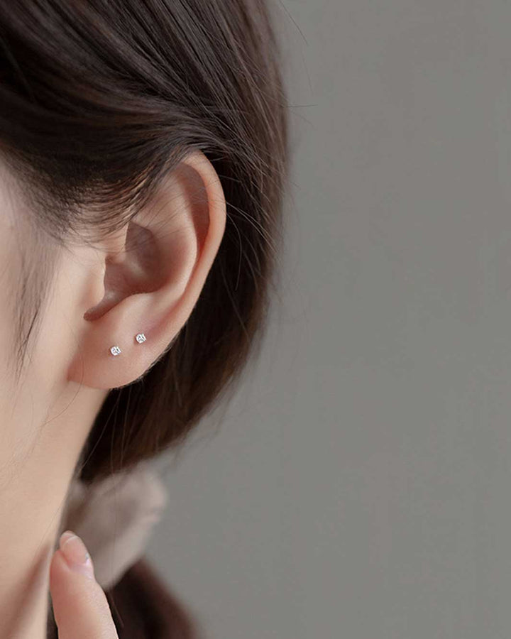 Tiny Diamond Barbell Earrings