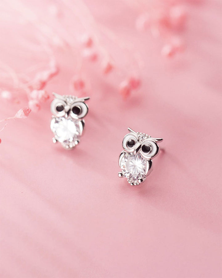 Diamante Owl Stud Earrings