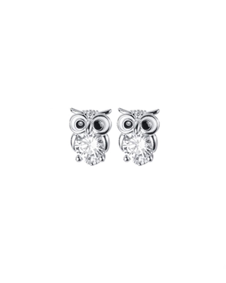 Diamante Owl Stud Earrings