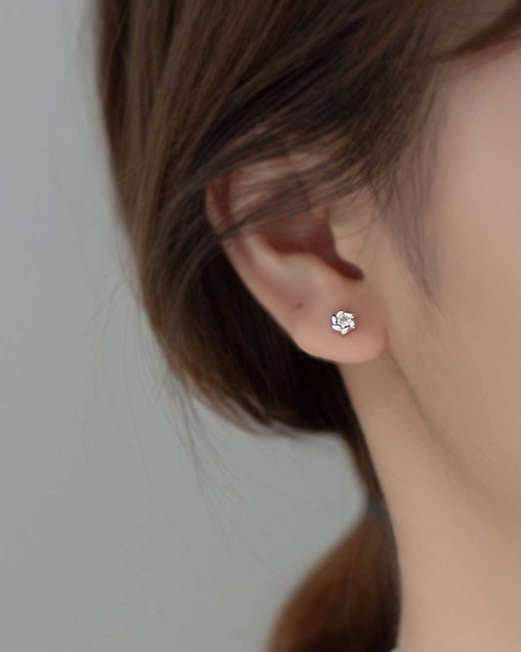 Diamond Sunflower Stud Earrings