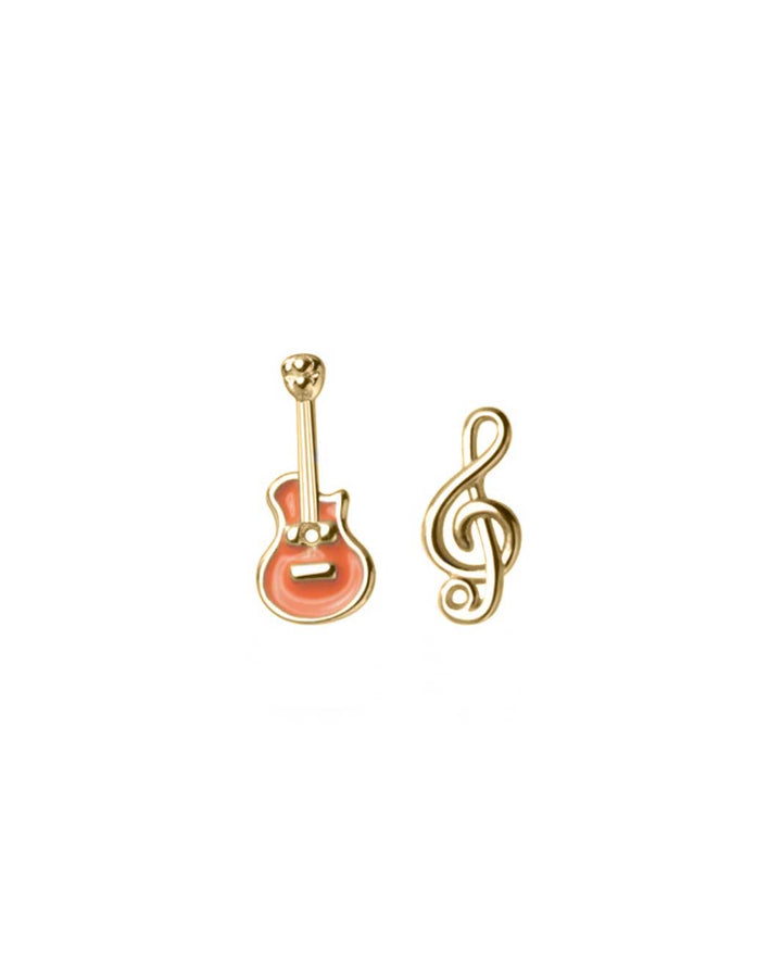 Guitar and Musical Note Mismatch Stud Earrings