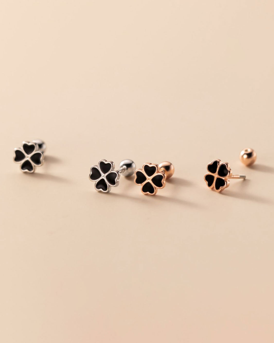 Four-Leaf Clover Barbell Earrings