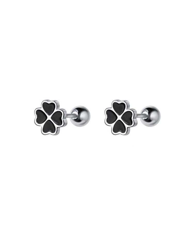 Four-Leaf Clover Barbell Earrings