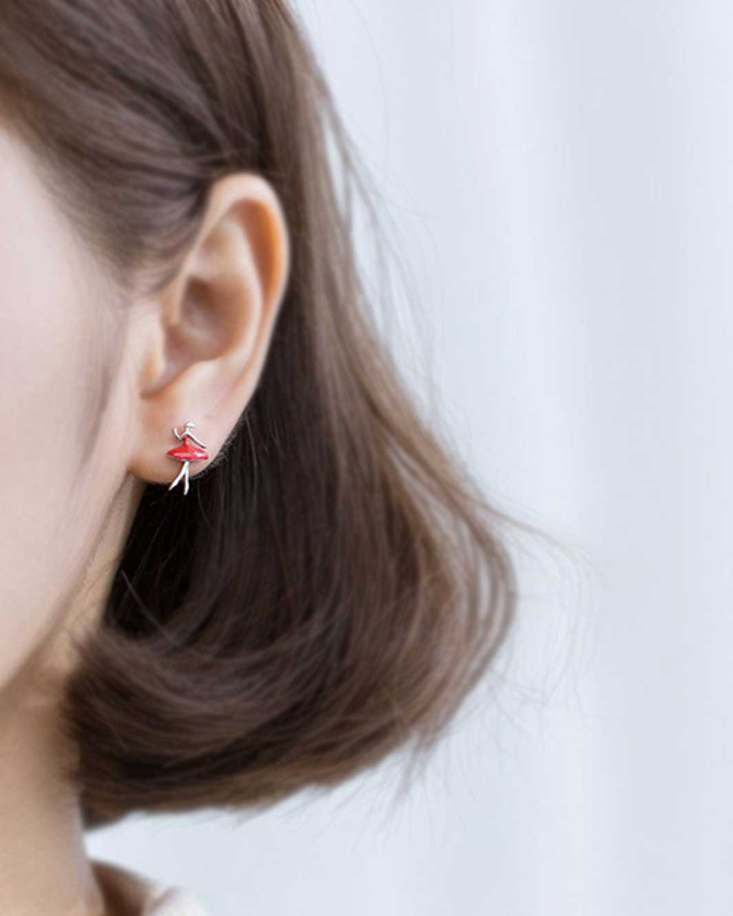 Red Ballerina Stud Earrings