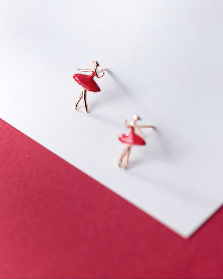 Red Ballerina Stud Earrings