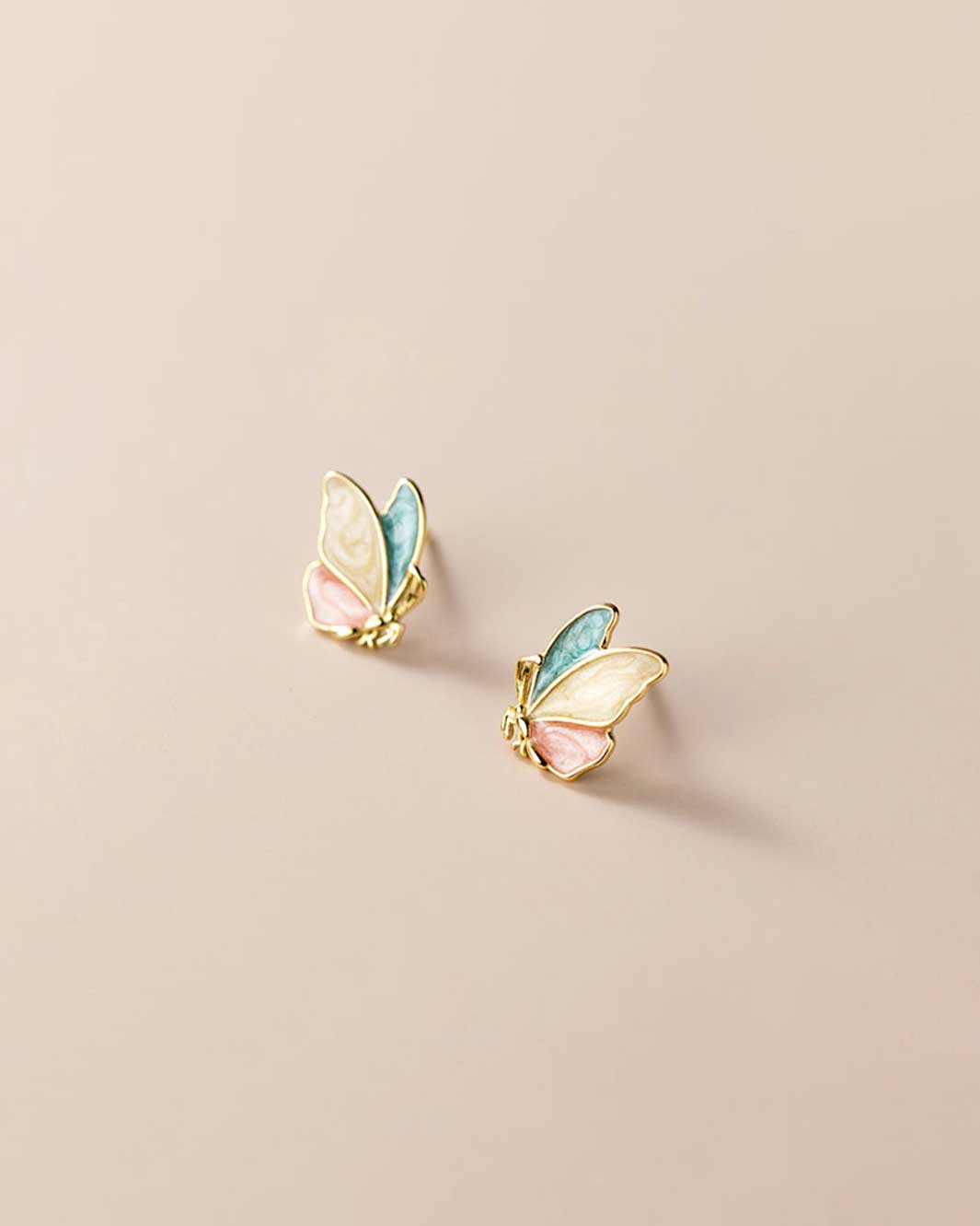 Tricolor Butterfly Stud Earrings