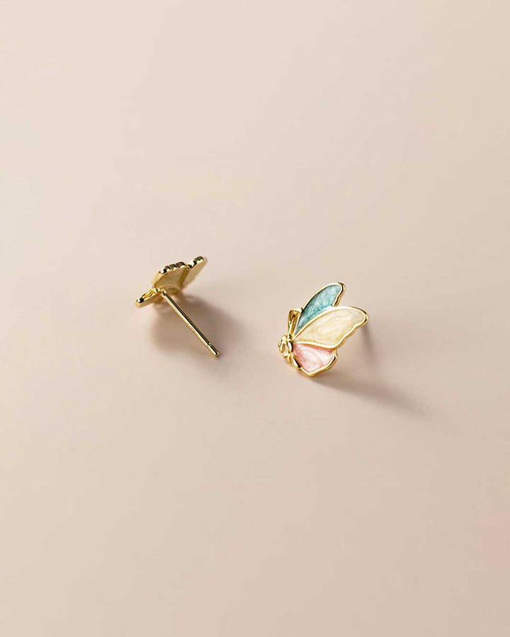 Tricolor Butterfly Stud Earrings