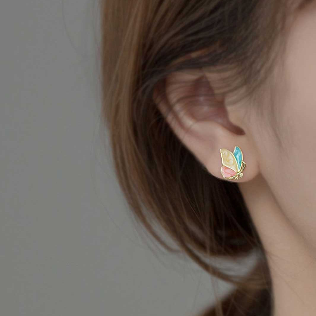 Tricolor Butterfly Stud Earrings