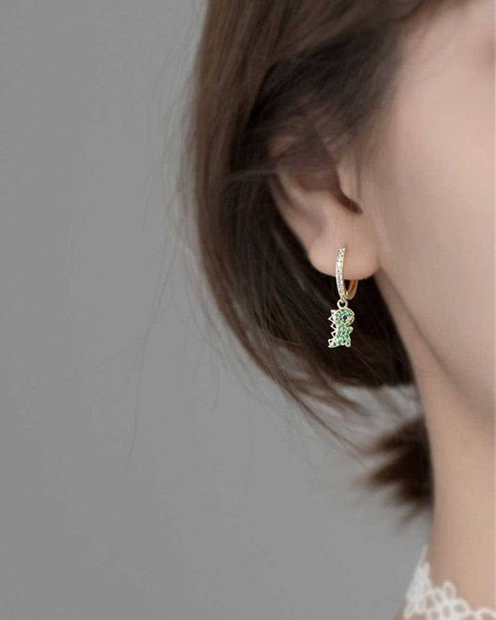 Green Dino Hoop Earrings