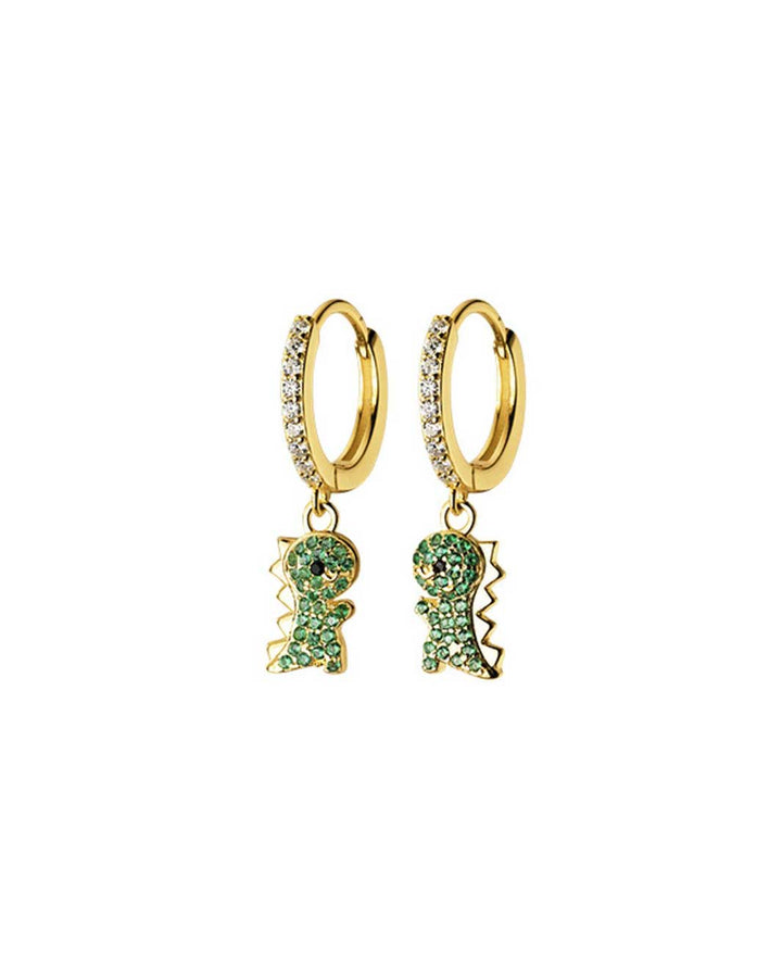 Green Dino Hoop Earrings