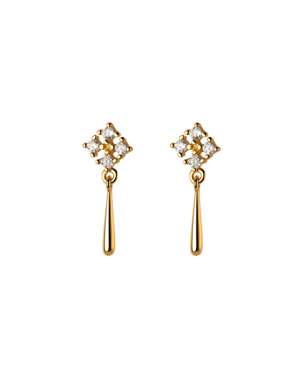 Square Diamond Drop Earrings