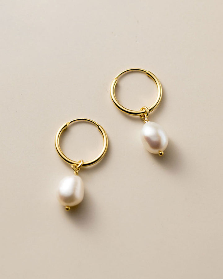 Baroque Pearl Hoop Earrings