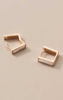 Mother of Pearl Bar Square Huggie Earrings