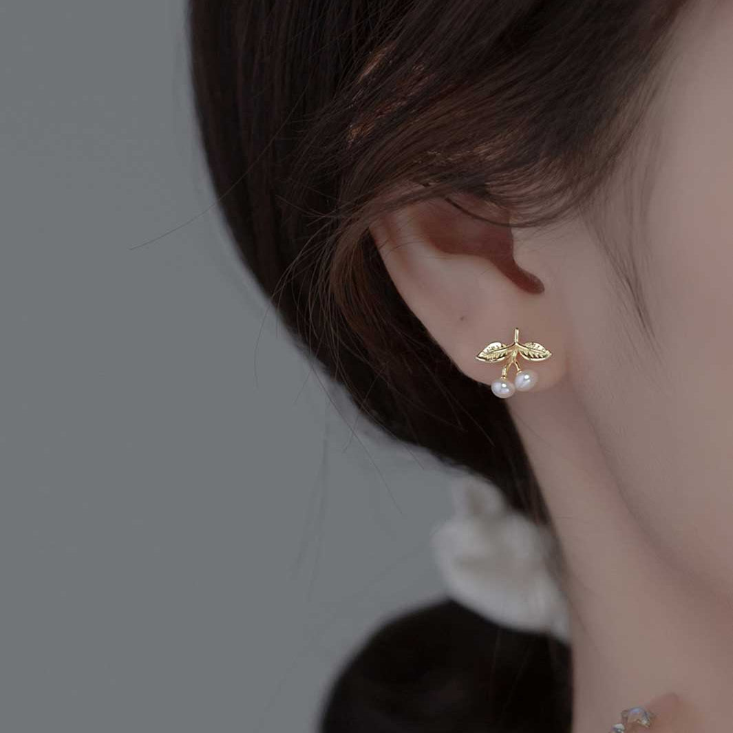 Pearl Cherry Stud Earrings