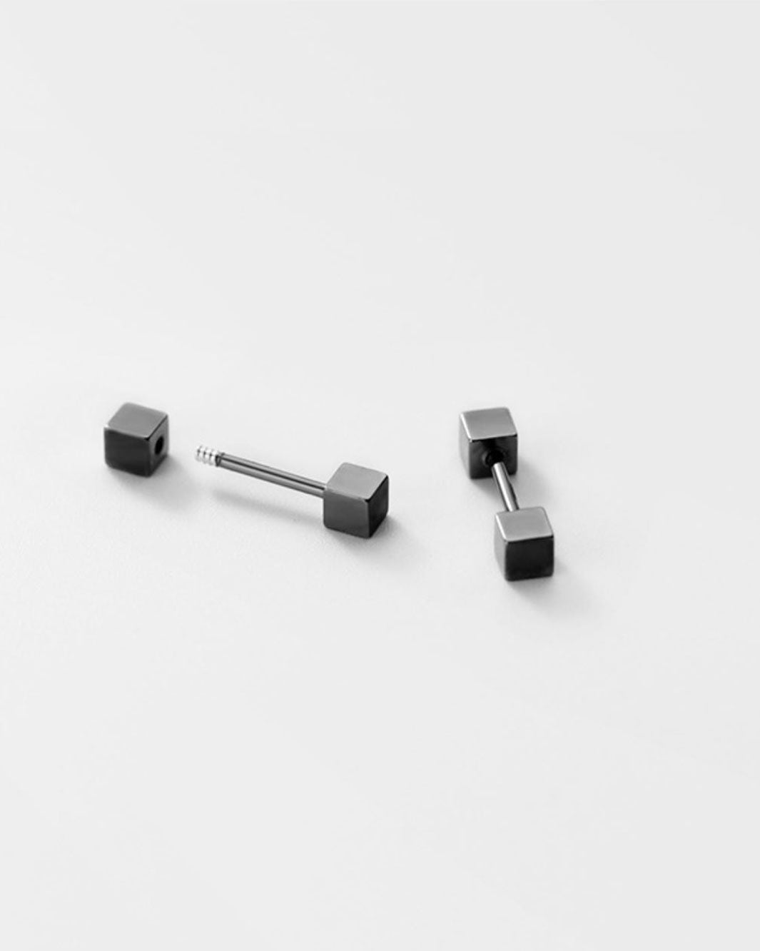 Black Square Barbell Earrings