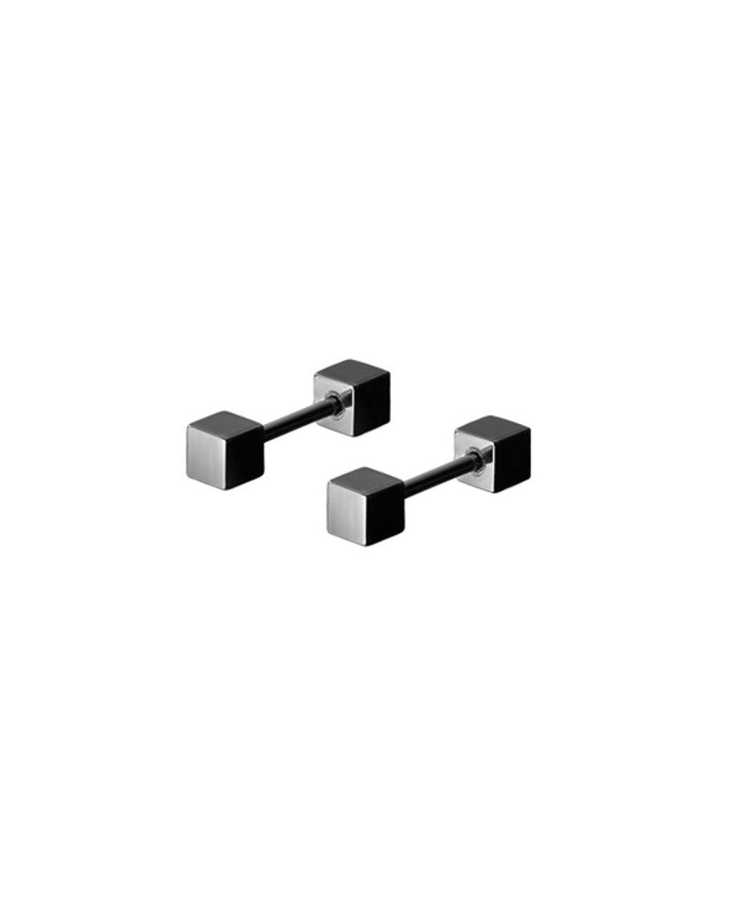 Black Square Barbell Earrings