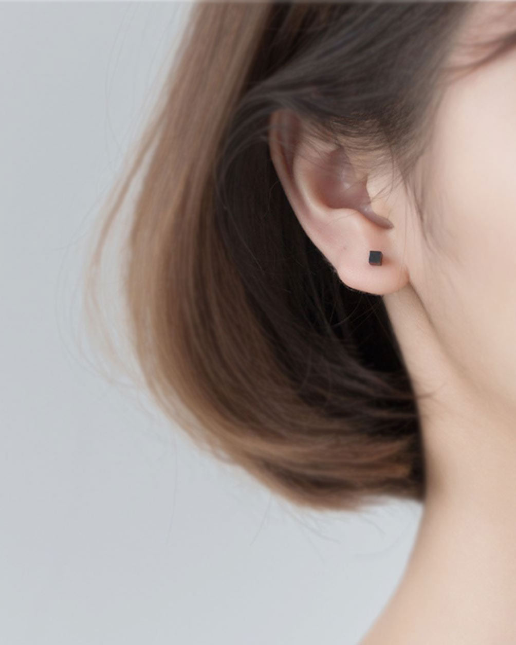 Black Square Barbell Earrings