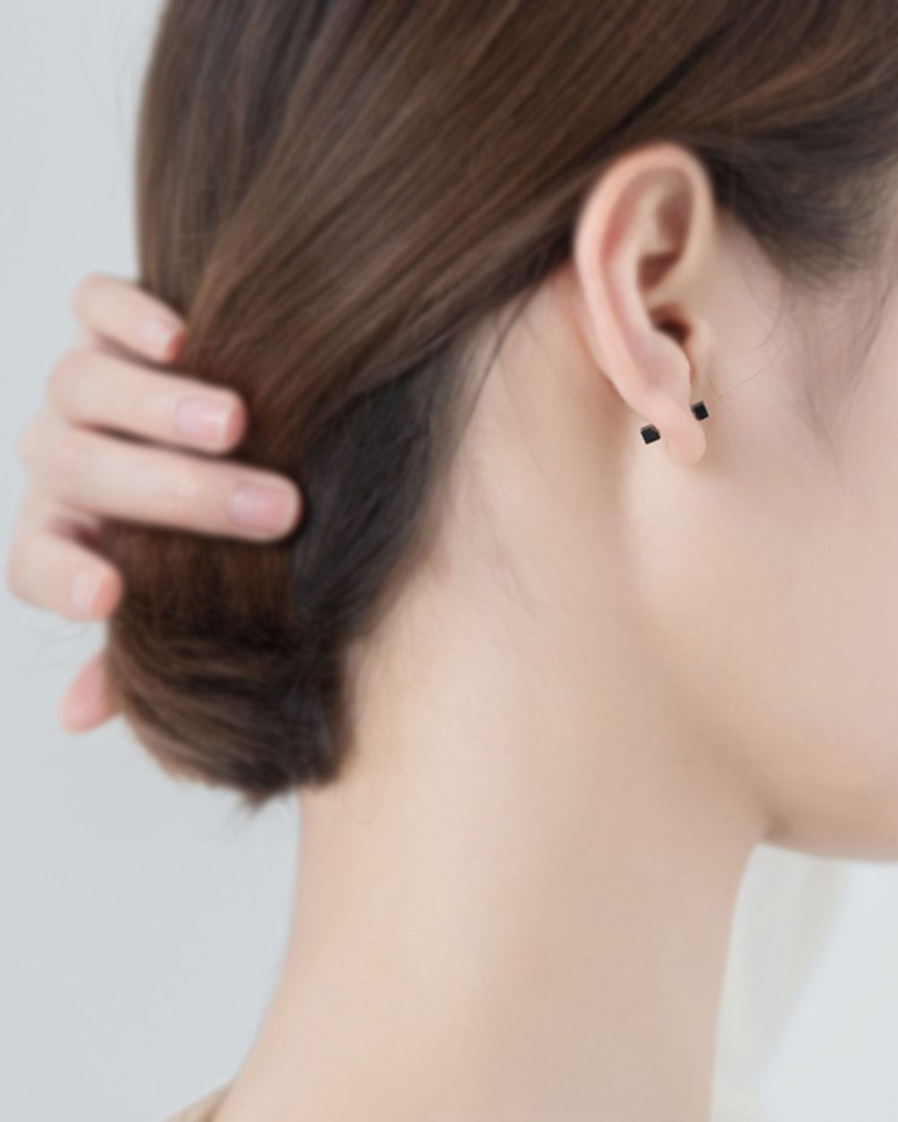 Black Square Barbell Earrings