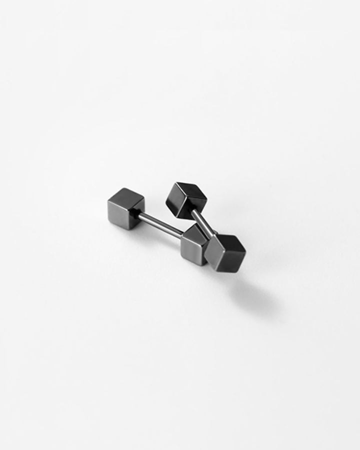 Black Square Barbell Earrings