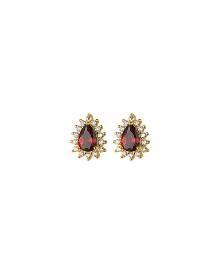 Ruby Teardrop Stud Earrings