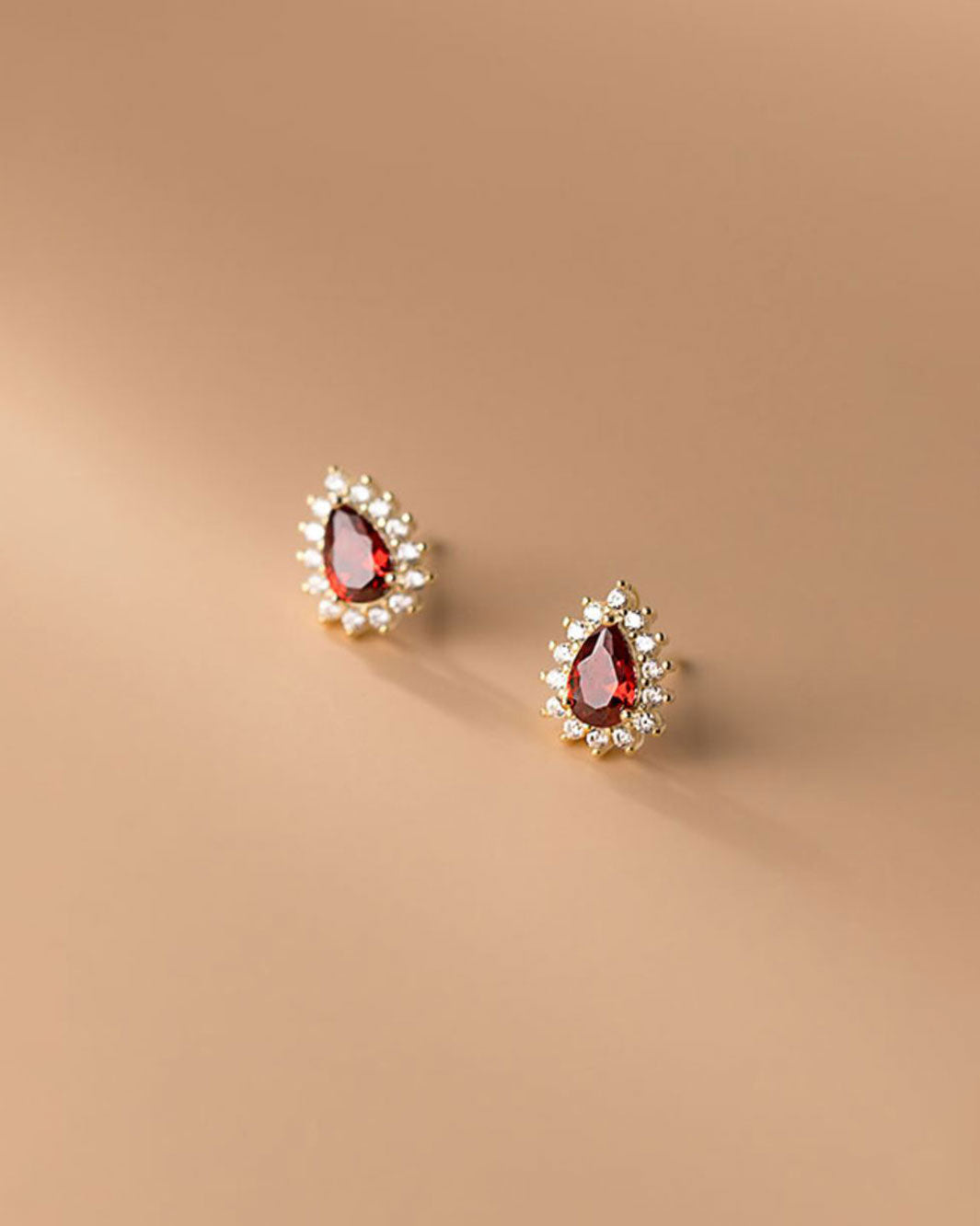 Ruby Teardrop Stud Earrings