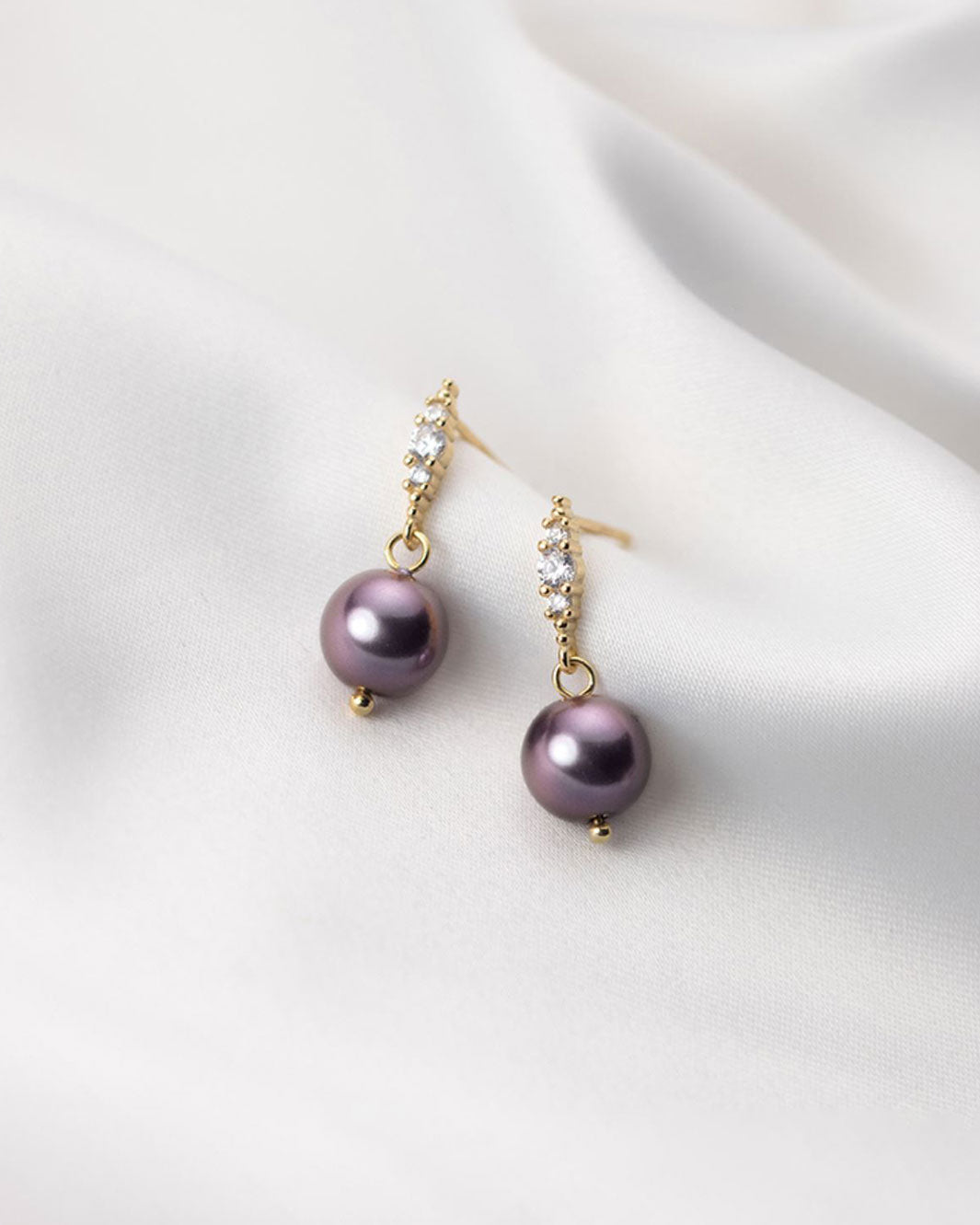 Violet Pearl Drop Earrings