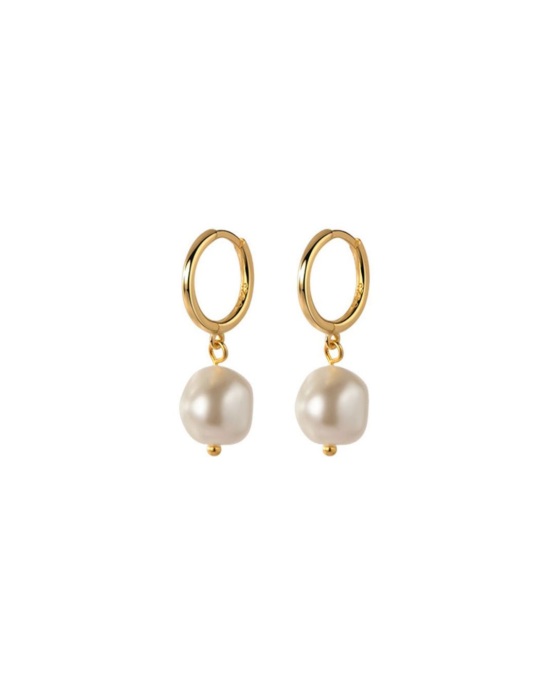 Baroque Pearl Huggie Earrings