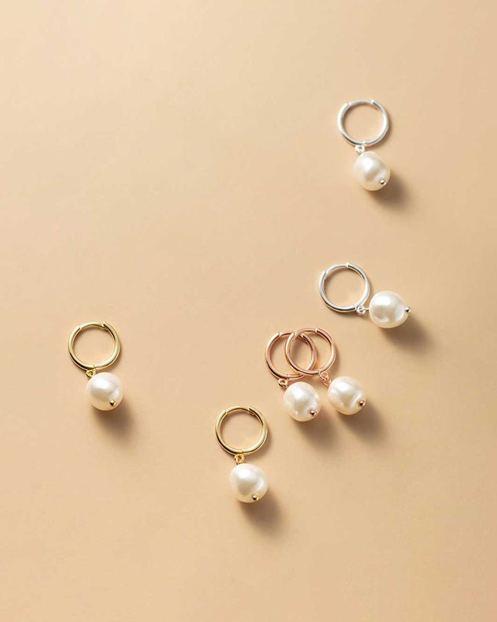 Baroque Pearl Huggie Earrings