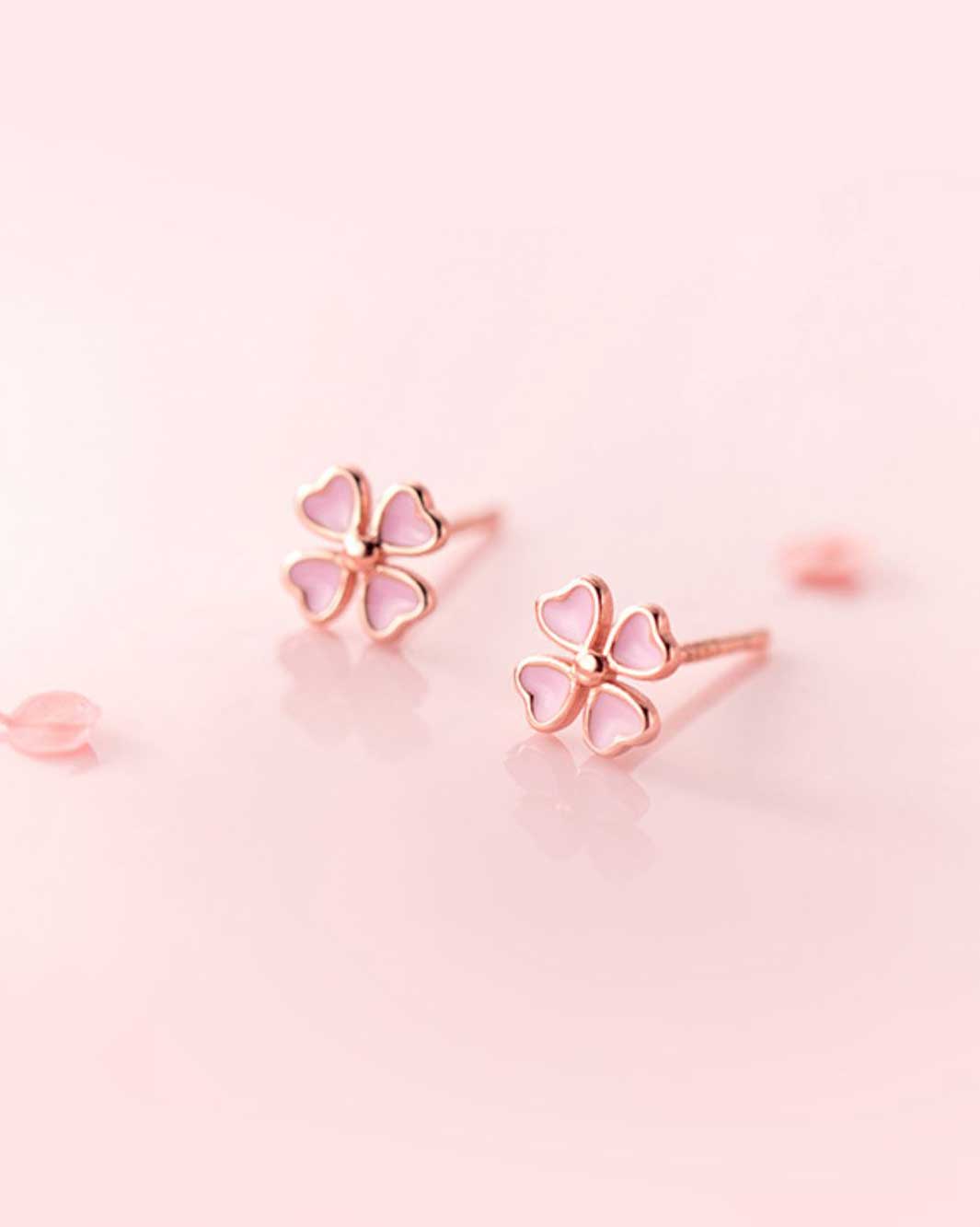 Pink Clover Stud Earrings