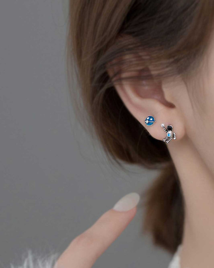 Stellar and Astronaut Mismatch Stud Earrings