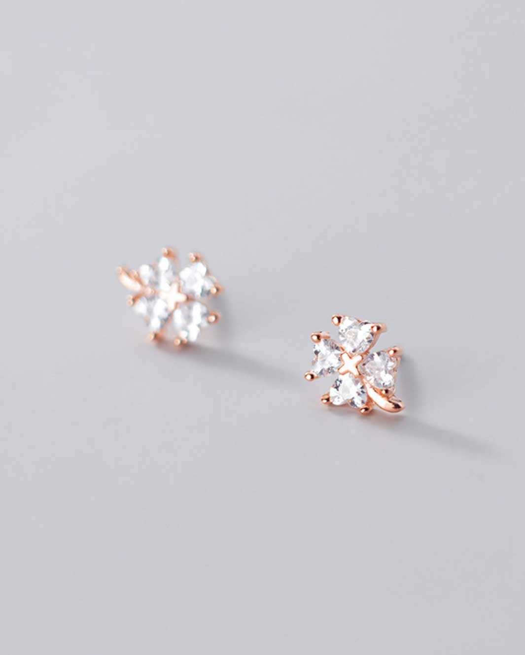 Diamante Four-leaf Clover Stud Earrings