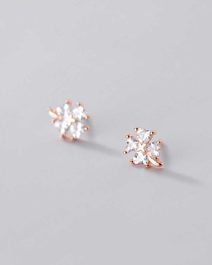 Diamante Four-leaf Clover Stud Earrings