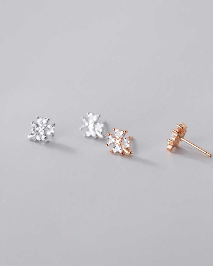 Diamante Four-leaf Clover Stud Earrings