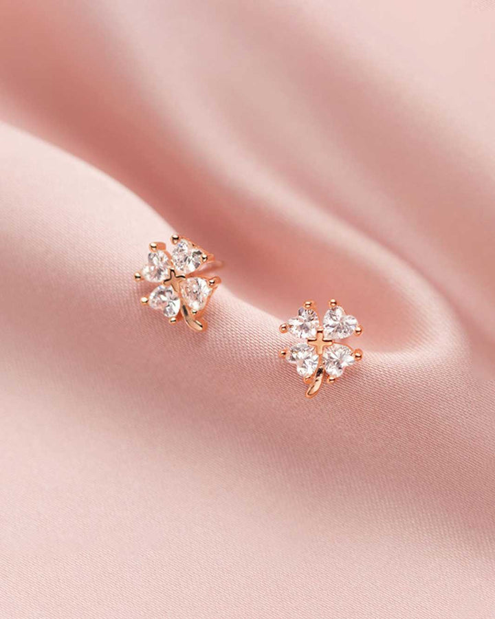 Diamante Four-leaf Clover Stud Earrings