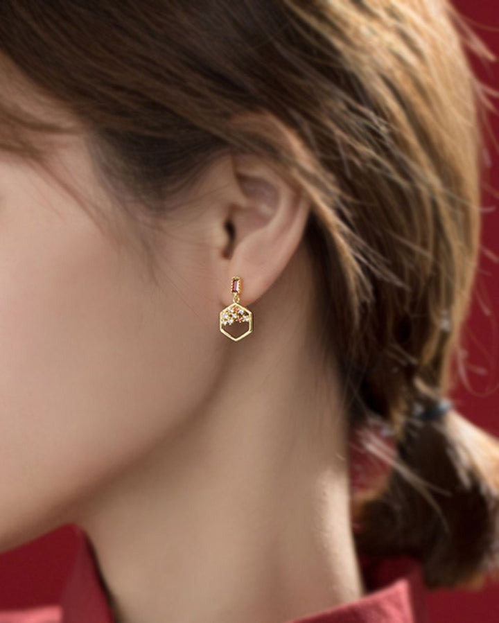 Red Pearl Mismatch Drop Earrings