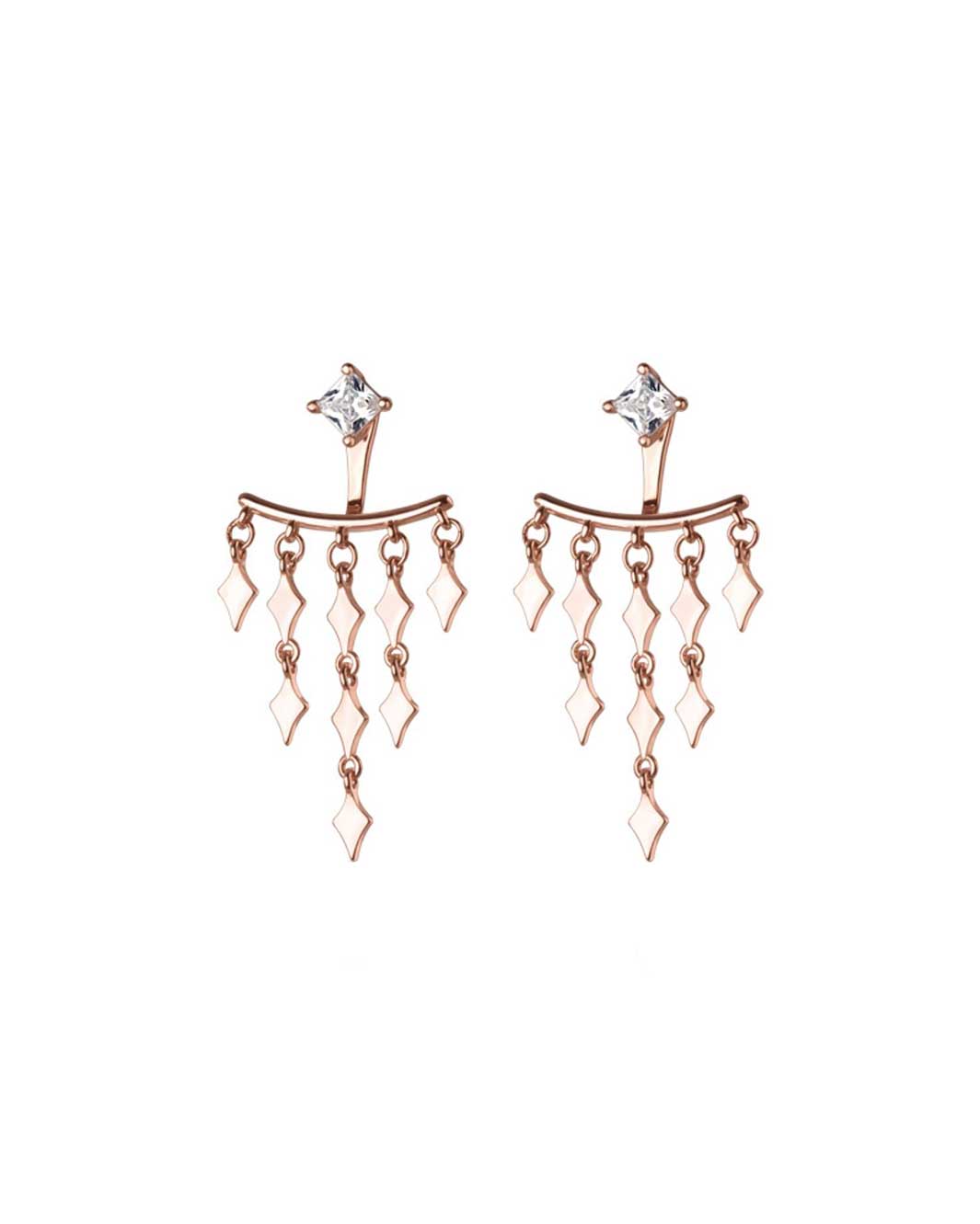 Rhombus Tassel Jacket Earrings