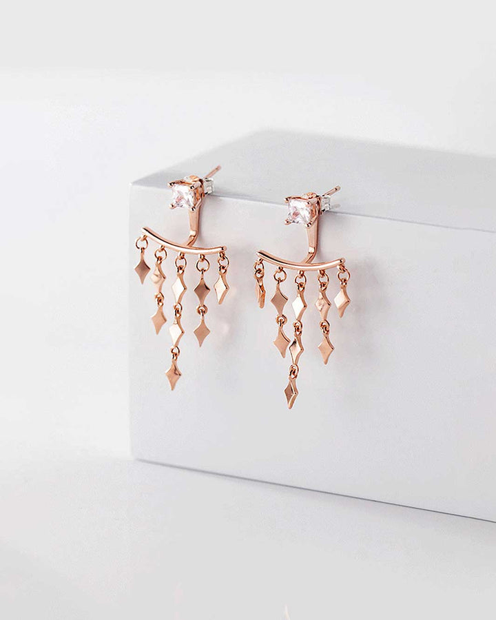 Rhombus Tassel Jacket Earrings