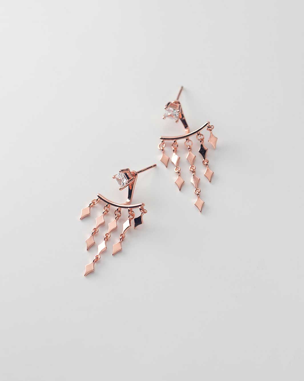 Rhombus Tassel Jacket Earrings