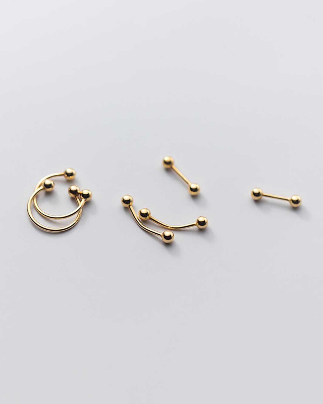 Minimalist Barbell Earrings Set