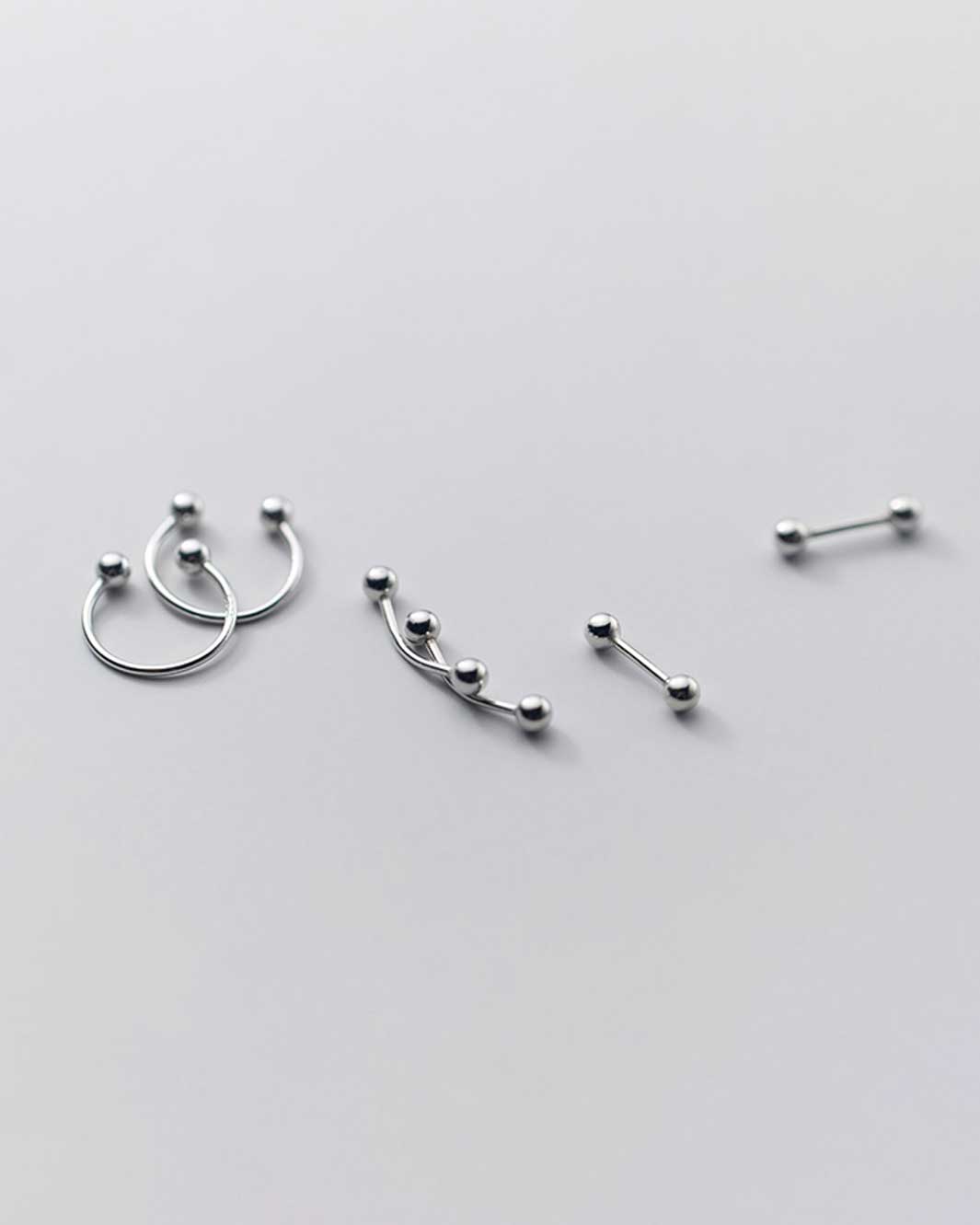 Minimalist Barbell Earrings Set