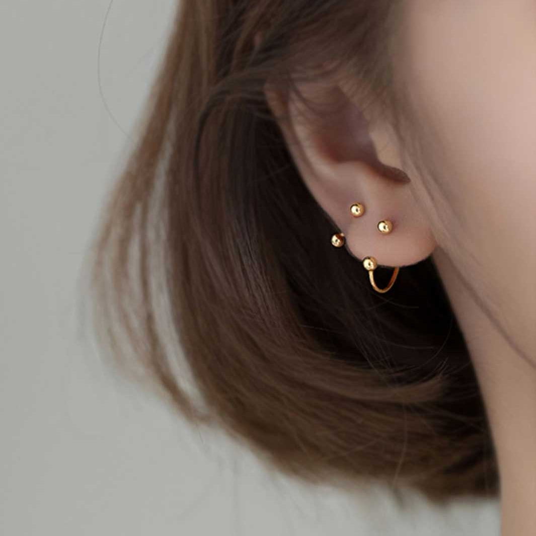 Minimalist Barbell Earrings Set