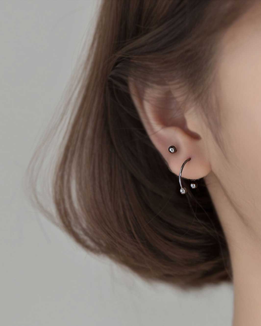 Minimalist Barbell Earrings Set