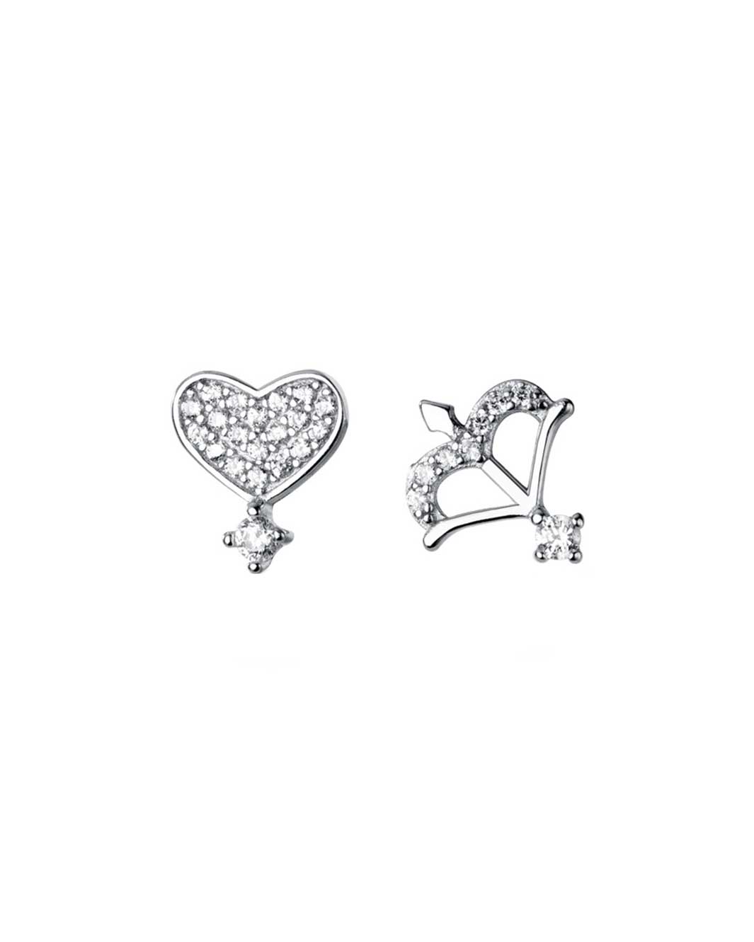 Diamante Heart and Bow & Arrow Stud Earrings