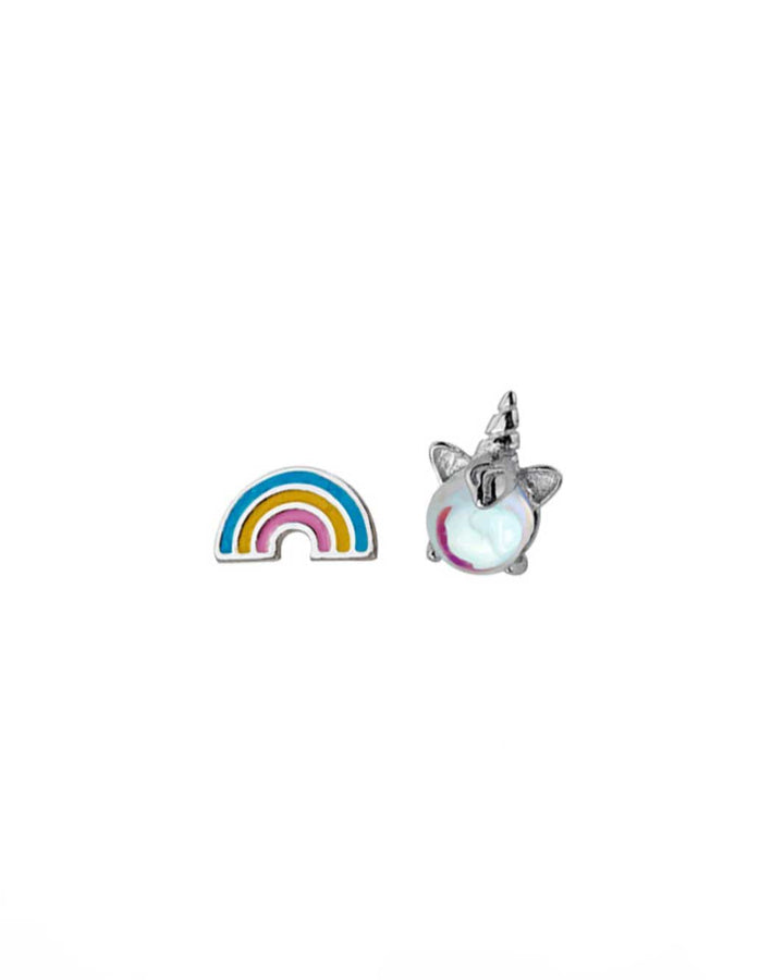 Unicorn and Rainbow Mismatch Stud Earrings